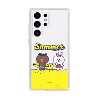 【TOYSELECT】LINE FRIENDS夏日繽紛-衝浪夥伴防摔透明SAMSUNG手機殼