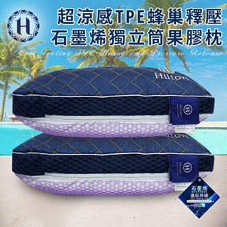 【Hilton 希爾頓】釋壓超涼感TPE蜂巢果膠石墨烯獨立筒枕 涼感枕 石墨烯枕 蜂巢枕 釋壓枕 果膠枕 枕頭