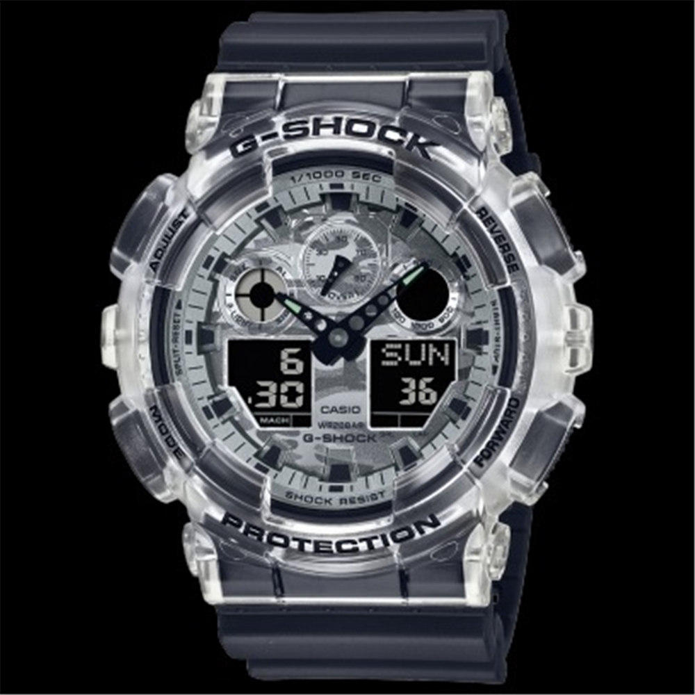 CASIO 卡西歐 G-SHOCK 迷彩透明 雙顯手錶 (GA-100SKC-1A)  [秀時堂]
