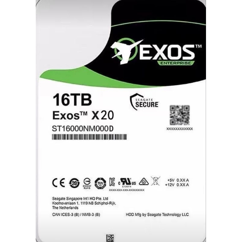 Seagate 希捷 Exos X20 16TB 企業碟 全新靜電包裝 7200 rpm 店保兩年