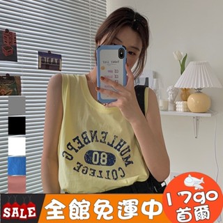 臺灣現貨🔥 A57 字母印花寬鬆無袖t恤女 無袖背心 時尚休閒背心上衣 背心 無袖上衣 無袖背心女 無袖t恤 寬鬆上衣