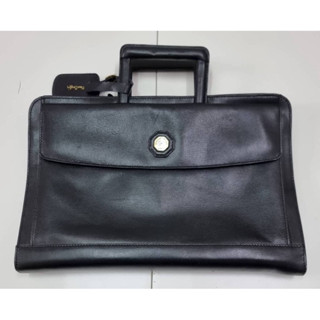二手Pierre Cardin黑色真皮公事包Black Leather Business Briefcase