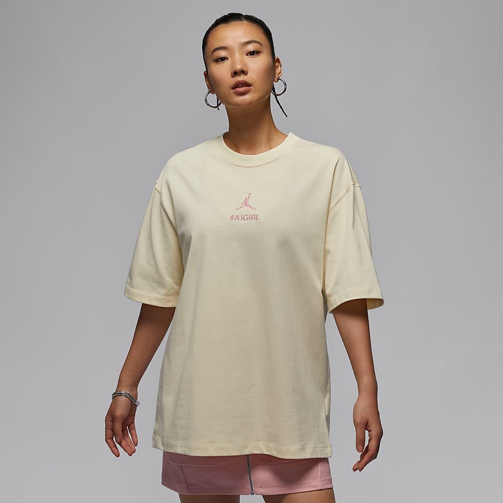 NIKE AS W J AIR GIRL TEE OS GCEL女 短袖上衣 寬鬆 椰奶白-HJ3963113