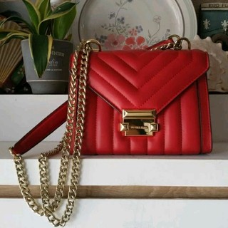 【米倉】(聊聊2799)二手時尚精品女 Michael Kors Whitney 信封羊皮衍縫鏈條包兩用包側背包腋下包