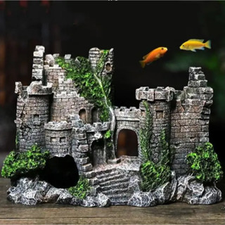 魚缸造景 水族箱魚缸造景 造景裝飾 模擬復古城堡 城堡裝飾品 擺件 樹脂工藝