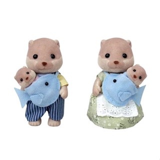 Sylvanian Families日本森林家族 水獺家庭套組(水獺媽媽 水獺爸爸 小水獺*2 嬰兒背帶)家家酒玩具