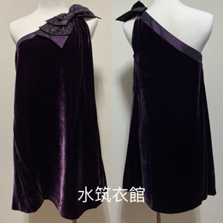 清衣櫃🉐️特價🉐️設計師品牌黃淑琦269紫色絨布洋裝小禮服