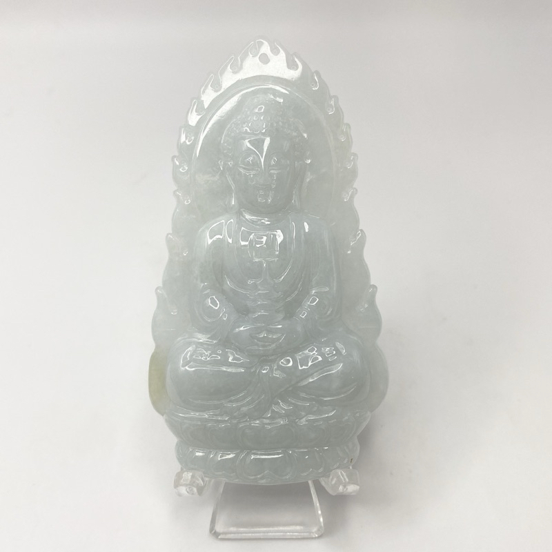 保A翡翠溫潤緬料藍紫底藥師佛牌件/鵝鵝天然翡翠/A1274707