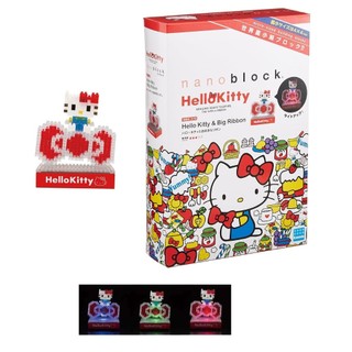 ~出清小館~現貨日版 河田積木 nanoblock 迷你積木 NBH-078 HELLO KITTY 大蝴蝶結 發光台座