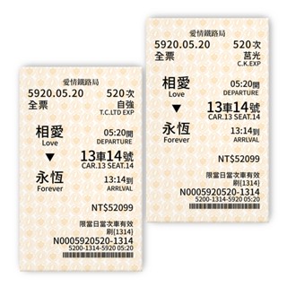 臺鐵車票刮刮卡一組10張／刮刮樂 留言卡 二次進場 活動遊戲 結婚婚宴二進遊戲 婚禮活動 抽獎 摸彩【B＆B幸福雜貨】
