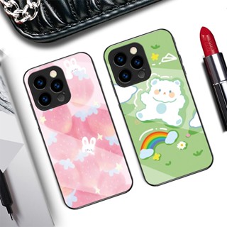 iphone 15promax 15plus 15pro 14pro 13 12 11 XR X彩虹小熊玻璃手機殼