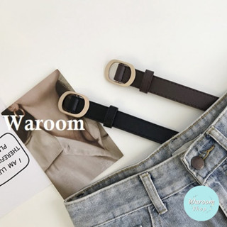 Waroom|現貨 G16 韓國金圓頭無孔皮帶|女皮帶|免打孔腰帶|裝飾|簡約|百搭|休閒|學生牛仔褲腰帶|皮繩|腰皮繩