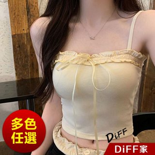 【DIFF】韓版設計感蝴蝶結短版背心 帶胸墊免穿內衣 小可愛 女裝 衣服 短版上衣 短板 運動背心 運動上衣【V367】