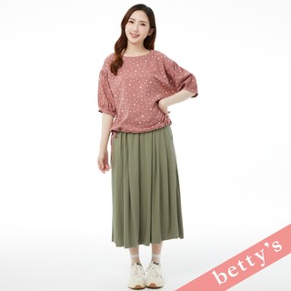 betty’s貝蒂思(31)天絲棉綁帶鬆緊腰小排釦長裙(綠色)