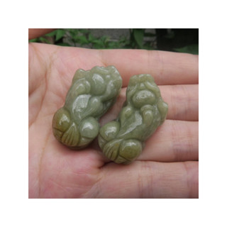coco緬甸玉 招財黃翡貔貅翡翠擺件一對糯種 純手工雕刻 翡翠a貨附證書 現貨在臺北市