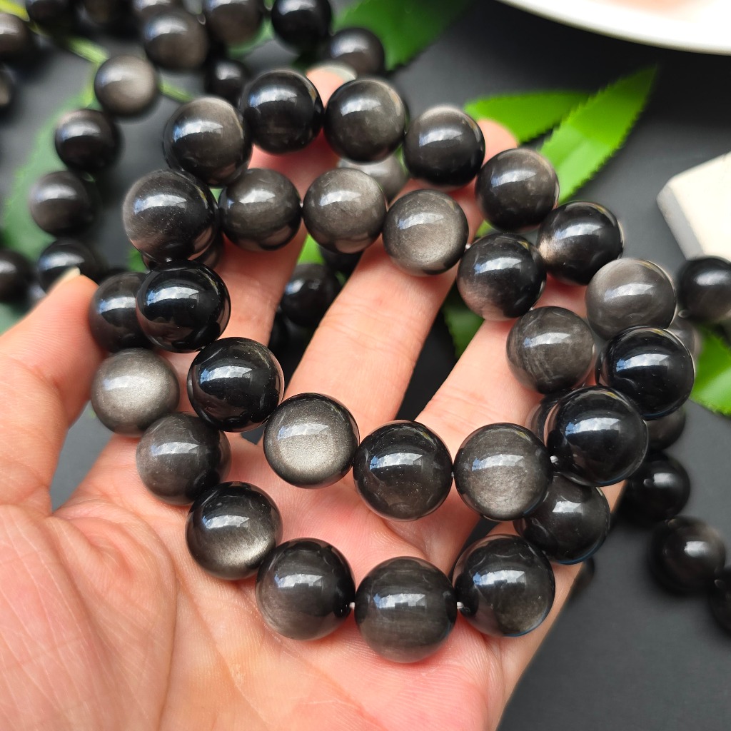 能量倉庫-銀曜石 手鏈 手珠 手鍊 12mm 14mm 圓珠 手做 diy 串珠 設計