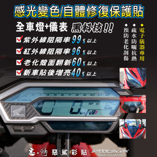【惡鯊】CBR150R CBR 150R HONDA 儀表-大燈-尾燈-風鏡 感光變色犀牛皮 自體修復保護貼膜 藍盾