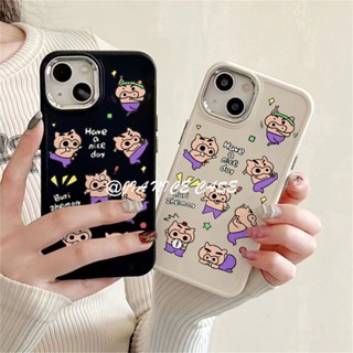 電鍍卡通iPhone11 12 13 14plus 15 16Pro max手機殼 左衛小豬 蘋果XR XSMAX防摔殼