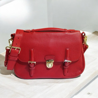 美麗堡精品 過季全新真品 PRADA OUTLET BT0950 翻蓋 荔紋小牛皮 手提 斜背包 紅色 【現貨】