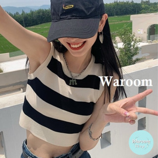Waroom|現貨三款多色 Y2K 短版條紋針織背心 女裝 內搭外穿 修身 辣妹短款上衣 無袖背心 吊帶 顯奶 A482