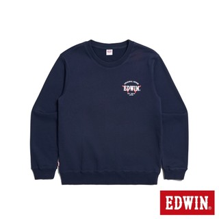 EDWIN 男款 扇形小LOGO厚長袖T恤(丈青色)