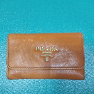 義大利製 Prada 普拉達 高階立體標 純牛革 優雅 質感 真皮鑰匙包 名片夾 卡夾