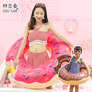【林豆桑】現貨✨ins風 可愛甜甜圈游泳圈/泳圈/兒童泳圈/成人泳圈/夏日出遊/PVC泳圈 巧克力/草莓