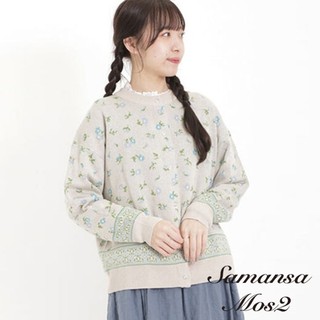 Samansa Mos2 可愛花朵圖案長袖針織外套(FL41L2D0380)