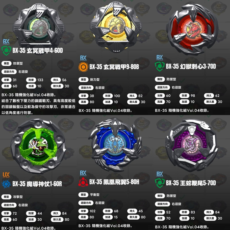 TAKARA TOMY 戰鬥陀螺 X世代 BX-35 第4彈 玄冥戰甲 01-06 隨機強化組 台灣代理版 異色 籤王