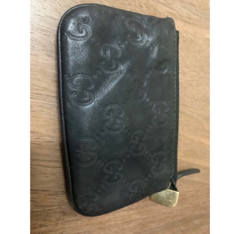 GUCCI黑色真皮小零錢包 鑰匙包
