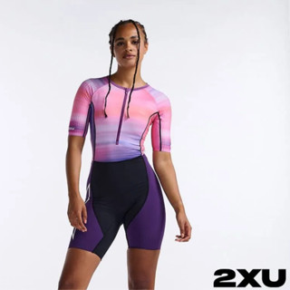 2XU 女 Aero全拉鍊式連身三鐵衣 淡粉/梅紫