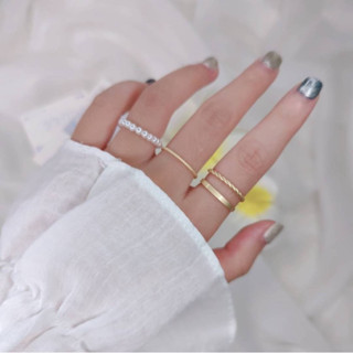 Z43 FC 925銀霧面珍珠戒指💍四件組（現貨）