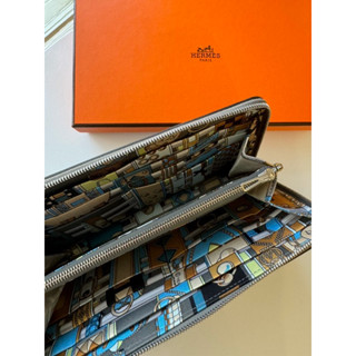 在臺現貨🇮🇹53750 愛馬仕 Hermès silk in 絲巾長夾 積雲灰