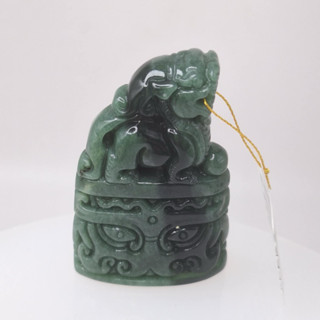 保A翡翠 危綠龍貔貅印章.擺件/鵝鵝天然翡翠/A1295108