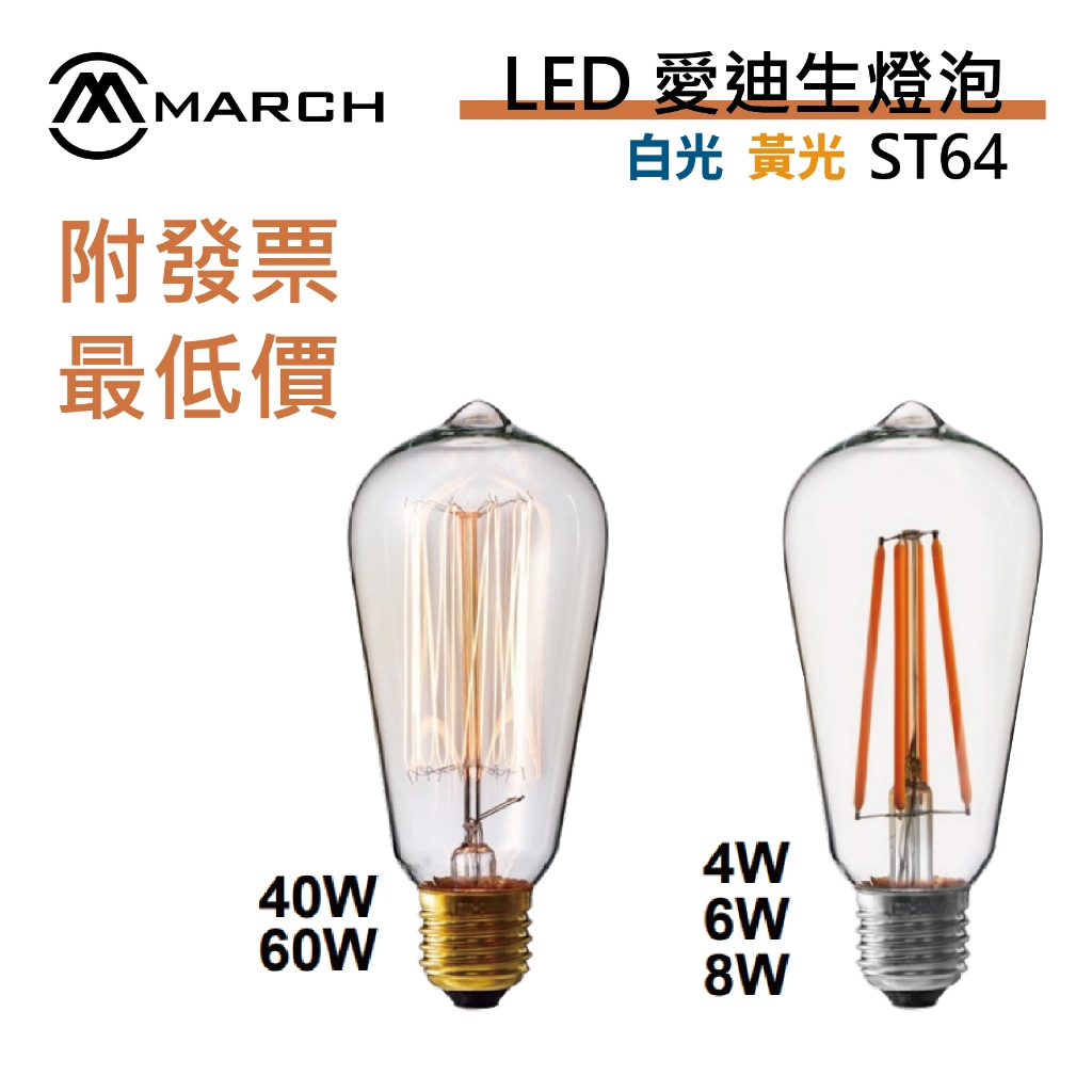 【MARCH】LED E27 鎢絲燈泡ST64 愛迪生燈泡 木瓜燈泡 MH801【實體門市保固一年】快速出貨