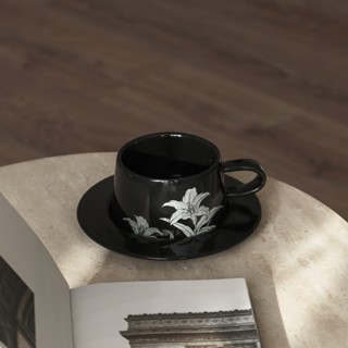 mooin 百合漫木咖啡杯碟 水杯 茶杯 咖啡杯 陶瓷杯 飲料杯 馬克杯 茶具 杯碟組 禮盒組