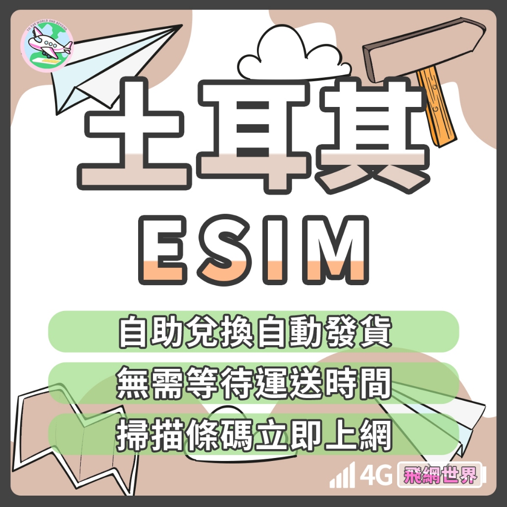 ✈️飛網世界 土耳其eSIM 自行兌換 免等待 免插卡 免寄送 吃到飽 4G 土耳其上網卡