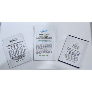 契爾氏 Kiehl's 冰河醣蛋白舒敏修護保濕霜3ml/亞馬遜白泥淨緻毛孔面膜3ml/A醇全能新生抗痕精華1.5ml