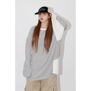 【Kukii】🇰🇷 SECOND ALLEY 條紋拼接圓領長袖 拼接 條紋 初秋長袖 T-3 colors