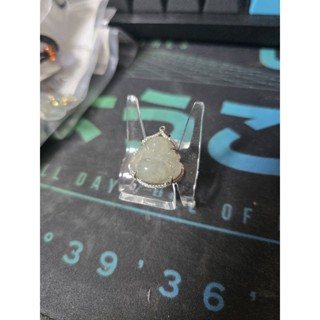 天然翡翠冰膠緬甸 佛公彌勒佛 s925銀吊墜