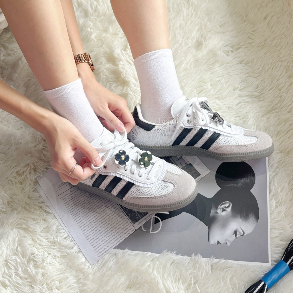 ADIDAS SAMBA OG 小香風 小花 灰白 芭蕾風 女鞋 IH3371 【彼得潘】