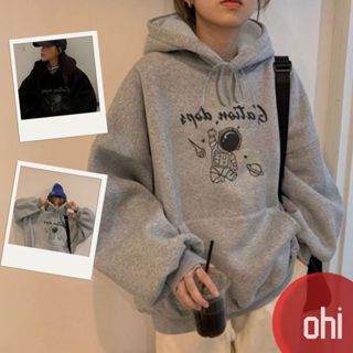 【ohi】帽T 大學T 慵懶風刷毛刷毛 oversize連帽上衣 刷毛款 印花衛衣 長袖 情侶大學T GHL3271