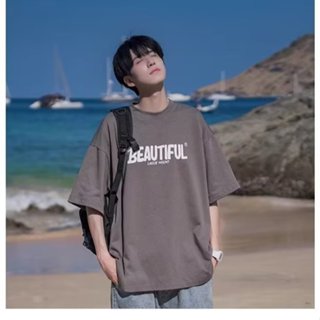 (M-8XL)短袖t恤男美式復古oversize 夏天衣服ins風潮牌 簡約運動風印花T恤寬鬆大尺碼上衣男生