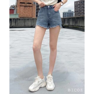 現貨｜BICOZ｜本期推薦❕個性灰黑色抽鬚牛仔短褲 S~2L【24197】灰色牛仔褲 牛仔短褲 高腰 彈性 短褲女 熱褲