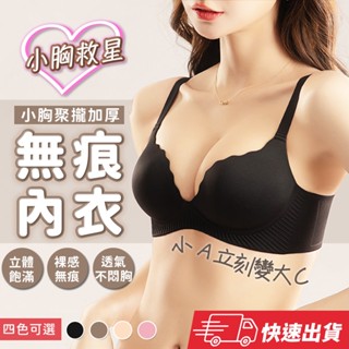 【現貨速發】 小胸內衣 無鋼圈無痕內衣 聚攏集中 爆乳罩杯 收副乳 性感深V 加厚款 S-XL