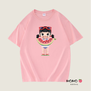 【MOMO】100%純棉 t恤 泡泡瑪特茉莉衣服 pop mart Molly 印花T恤 棉踢 oversize 白T