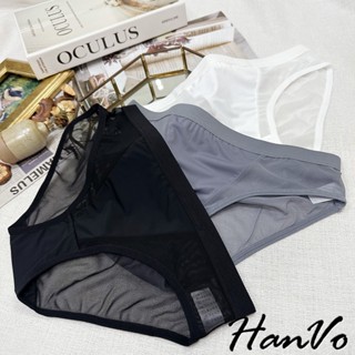 【HanVo】性感網紗拼接純棉底襠內褲 歐美風輕薄透氣 中腰 獨立包裝 流行少女內褲 內著 A11-5267