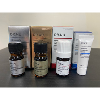 送蝦幣 DR.WU 玻尿酸保濕精華液 5ML / 角鯊潤澤修復精華油5ML / 杏仁酸亮白煥膚精華18% 5ML