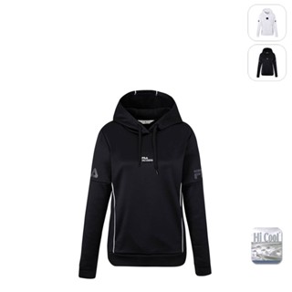 【FILA】女性 吸濕排汗 長袖 運動連帽T恤-黑色 5TEX-5714-BK