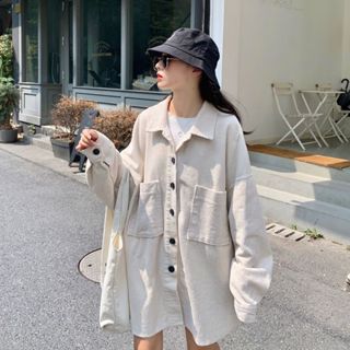 【現*貨】佰分佰/150kg內可穿/秋冬款/韓版/燈芯絨長袖外套/風衣外套/寬鬆/顯瘦上衣/素色/大尺碼外套